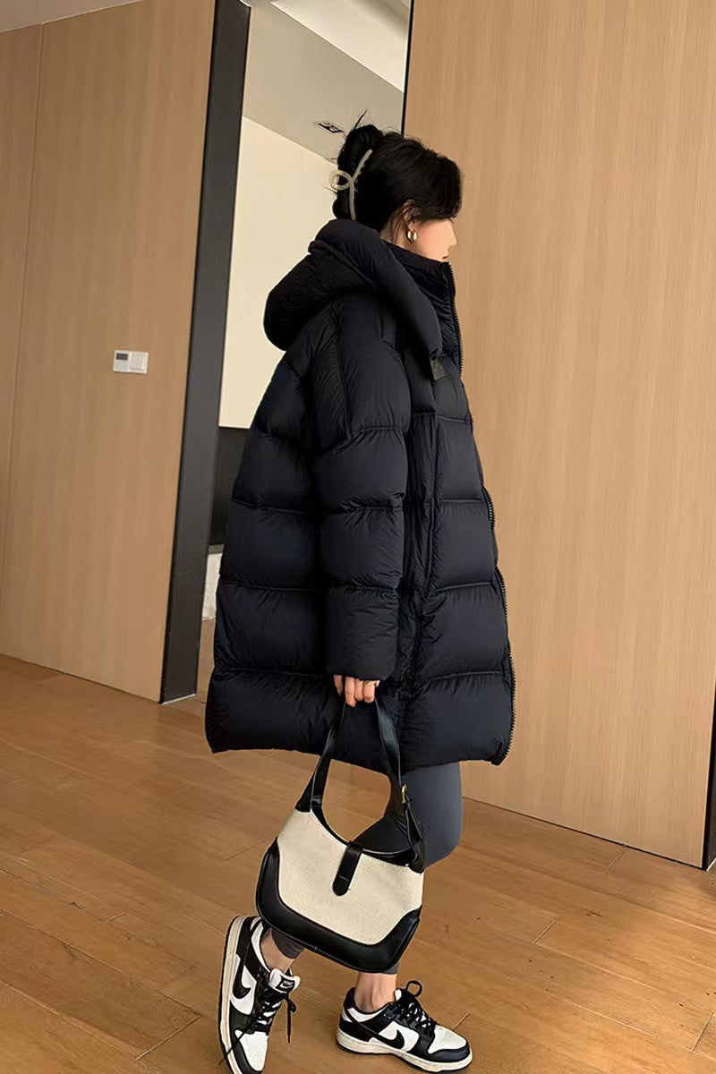 Winter urban warm elegant medium-long waterproof down jacket