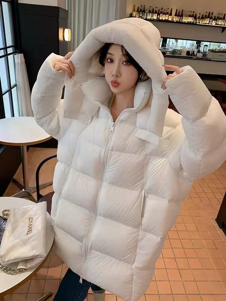 Winter urban warm elegant medium-long waterproof down jacket