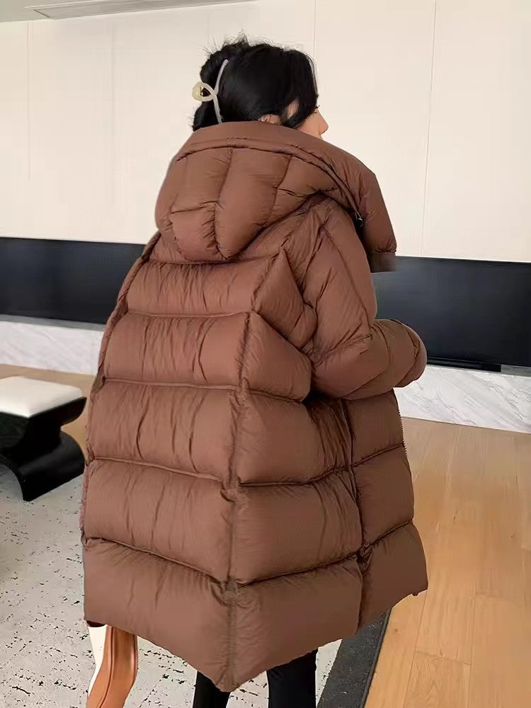 Winter urban warm elegant medium-long waterproof down jacket